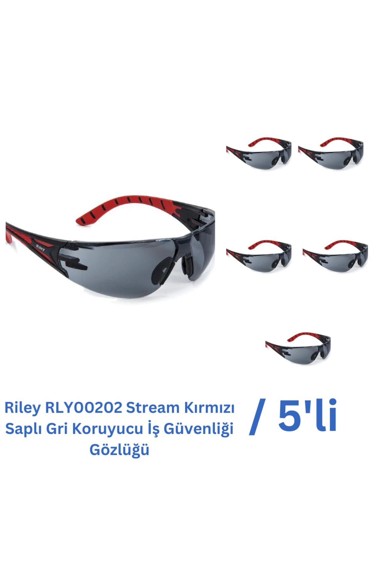 Riley RLY00202 Stream Kırmızı Saplı Gri Gözlük- 5 Adet Riley RLY00202 Stream Kırmızı Saplı Gri Gözlük- 5 Adet